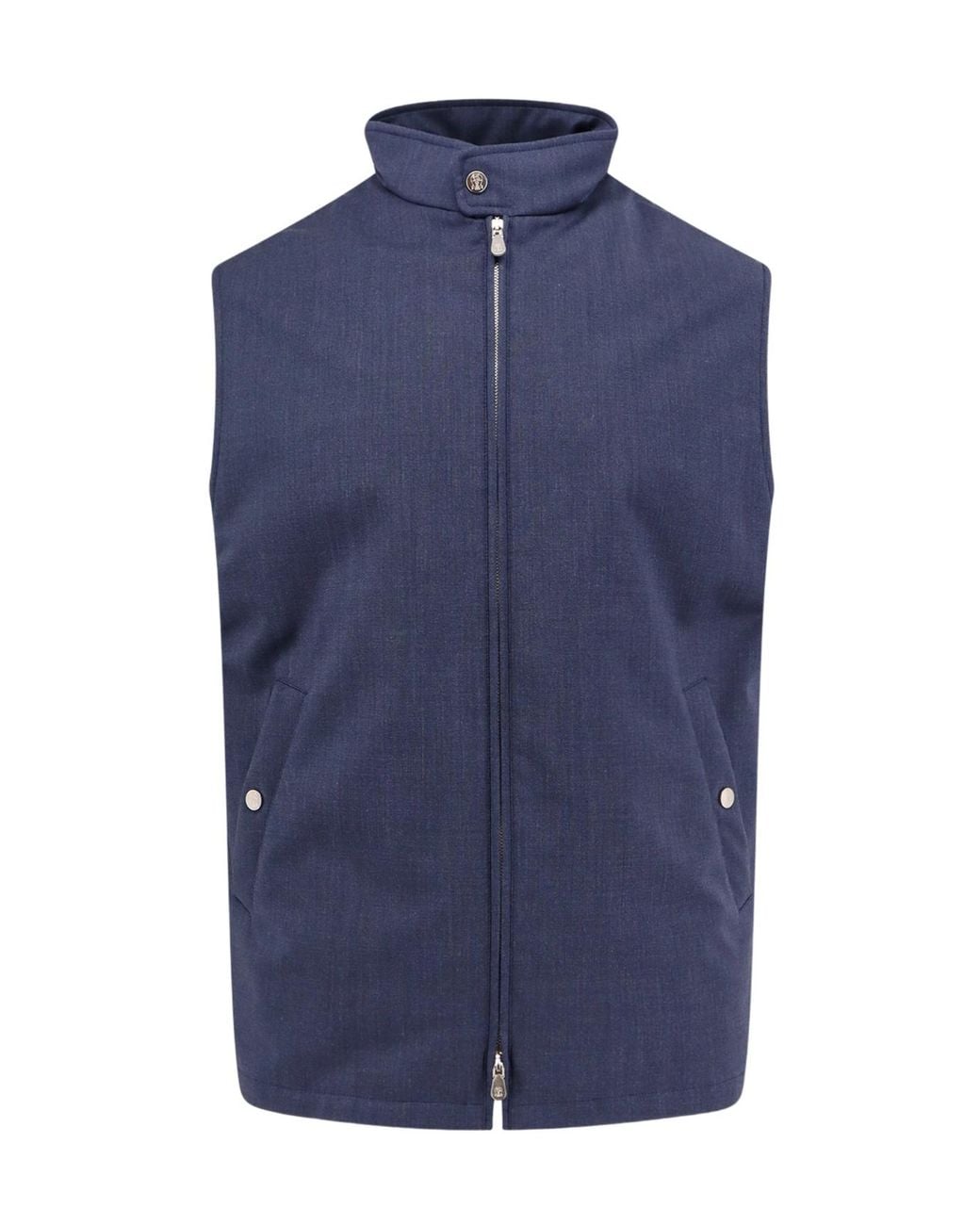 Brunello Cucinelli Blue Flannel Zipped Gilet for men