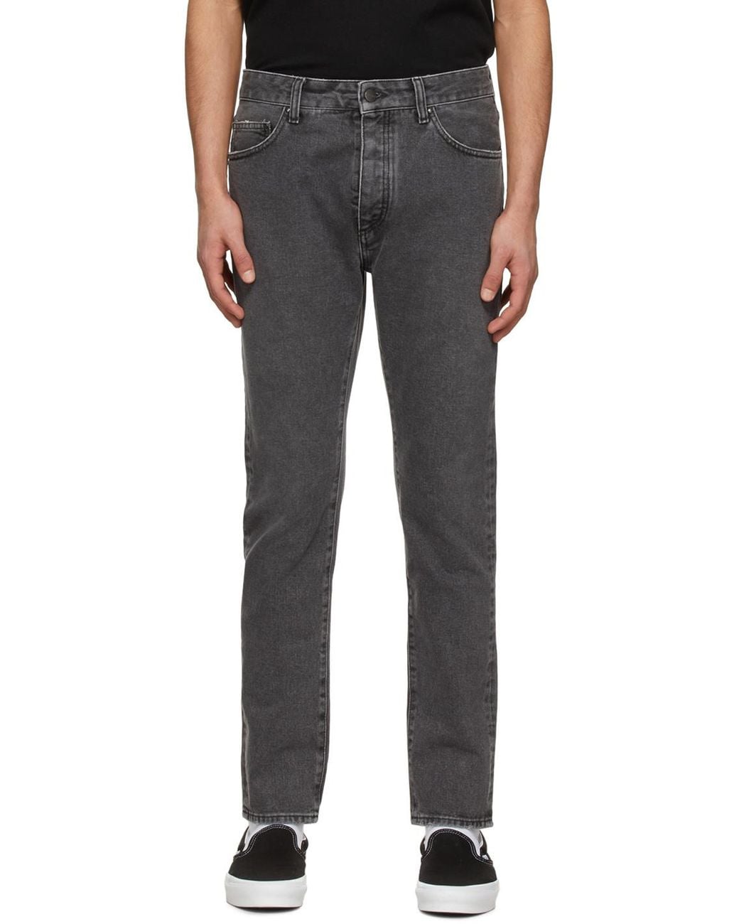 Palm Angels Gray Logo Printed Straight Leg Jeans for men