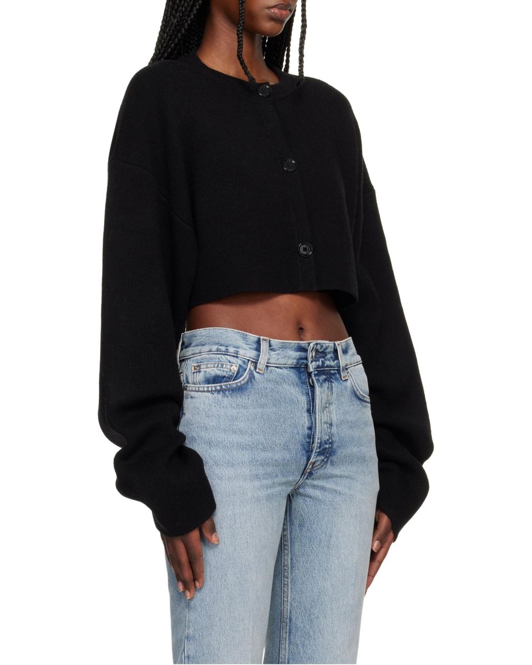 Totême Black Totême Crewneck Cropped Cardigan