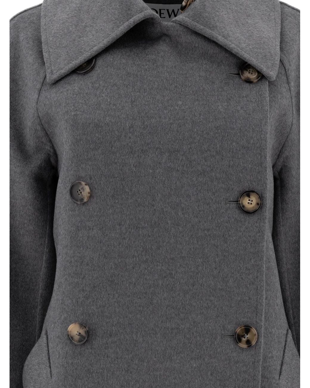 Loewe Gray Double-Breasted Coat