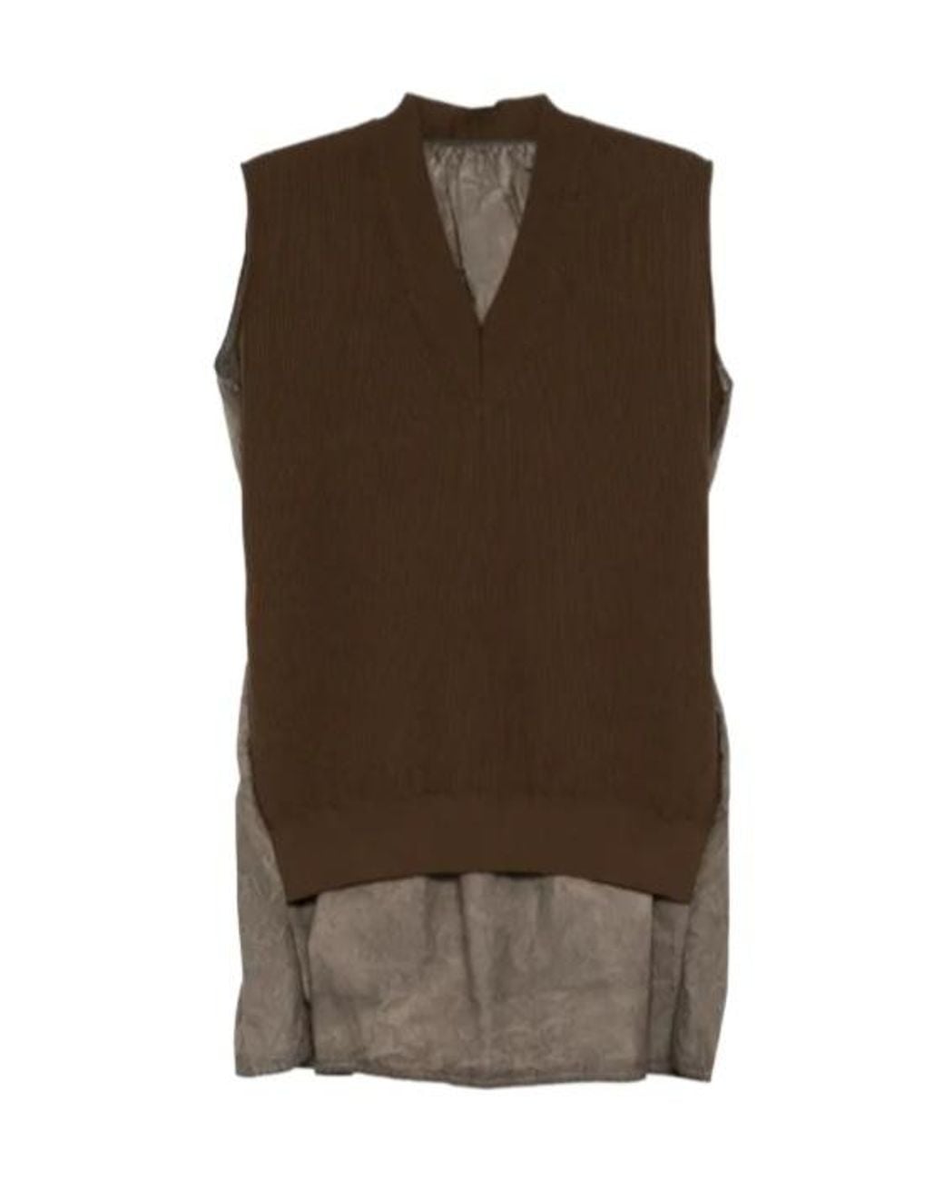Uma Wang Brown V-Neck Sleeveless Top