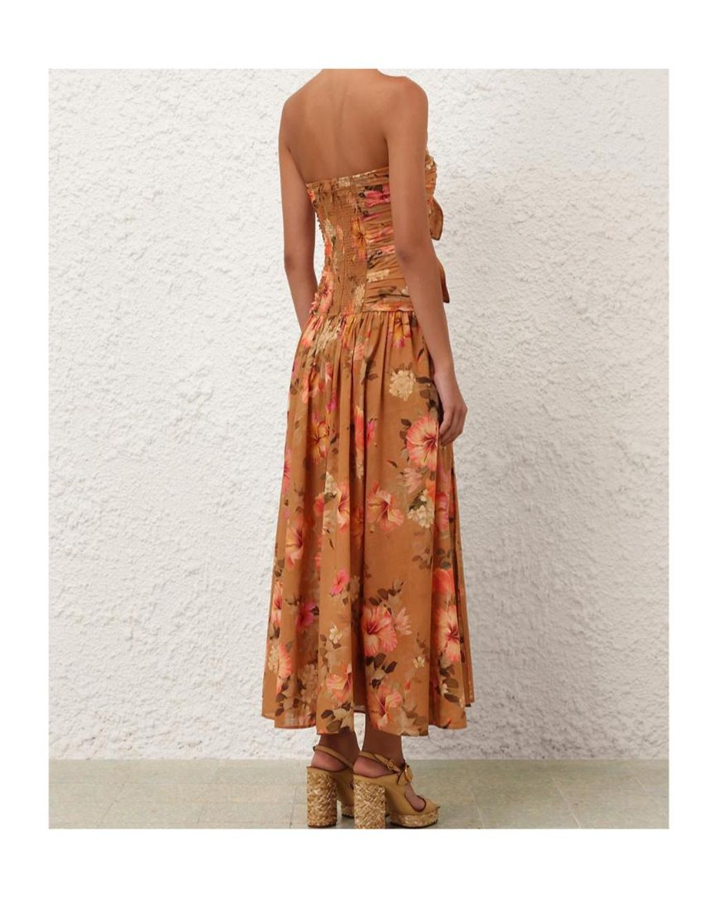 Zimmermann Brown Mahon Tie Front Midi Dress
