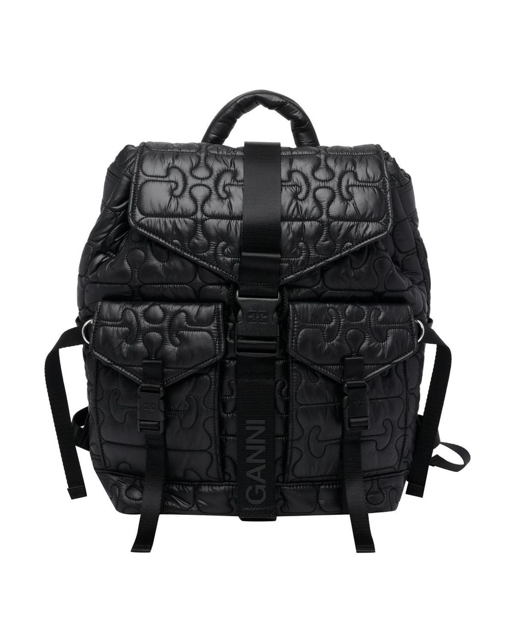 Ganni Black Quilted Backpack