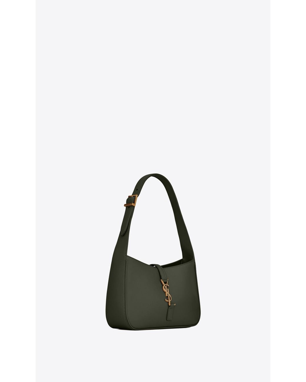 Saint Laurent Green Logo Plaque Zip-Up Shoulder Bag
