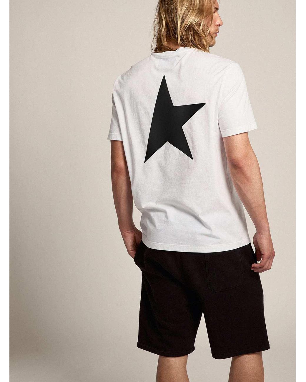 Golden Goose Deluxe Brand White Golden Collection T-Shirt With Contrasting Logo On The Front for men