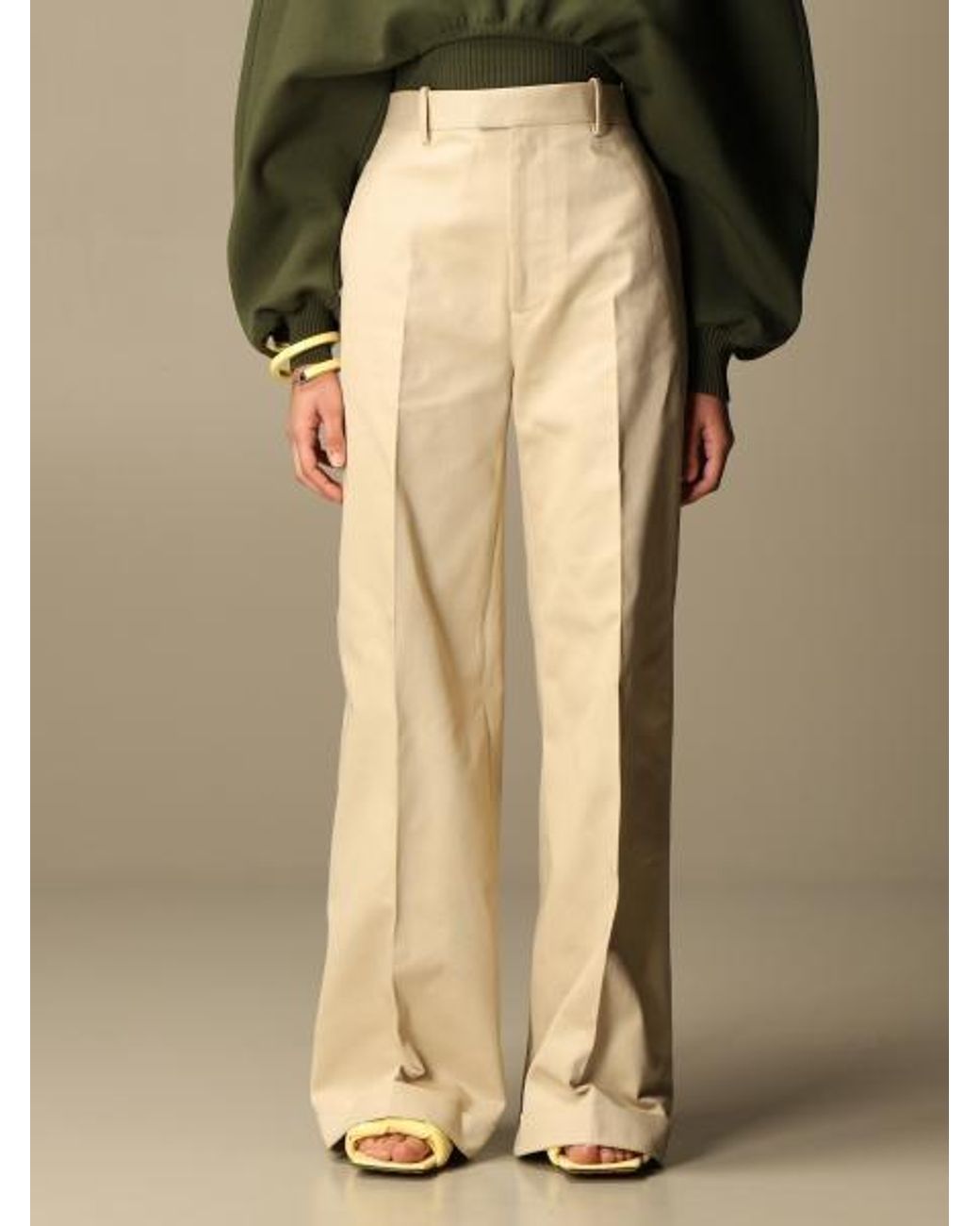 Bottega Veneta Natural Wide Leg Pants