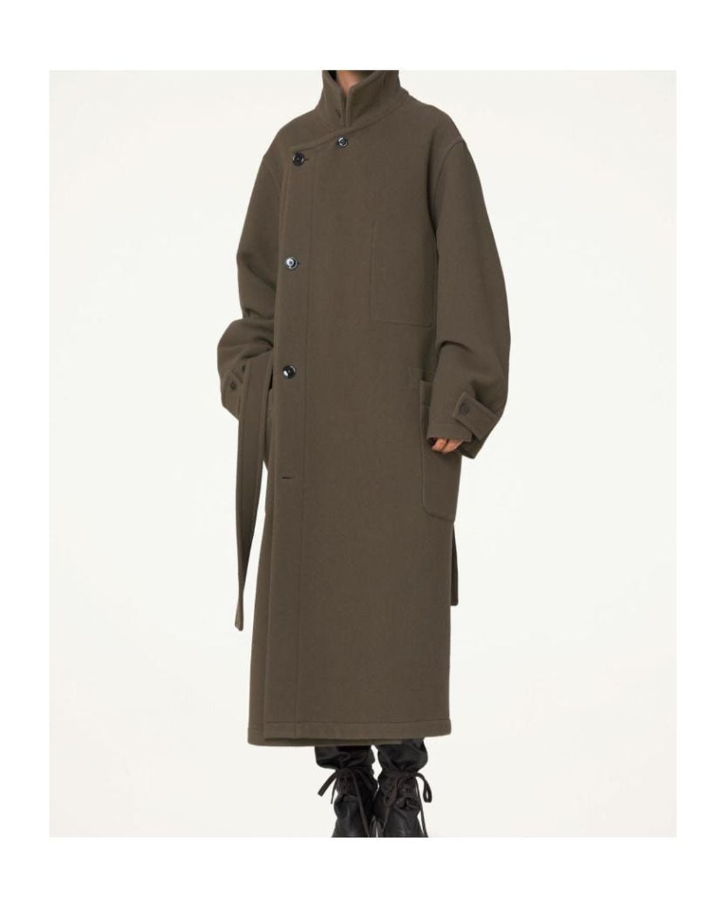 Lemaire Green Double-Breasted Belted Coat for men
