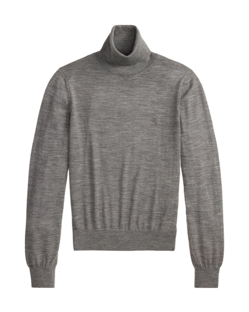Polo Ralph Lauren Gray Turtleneck Slim-Fit Wool Sweater