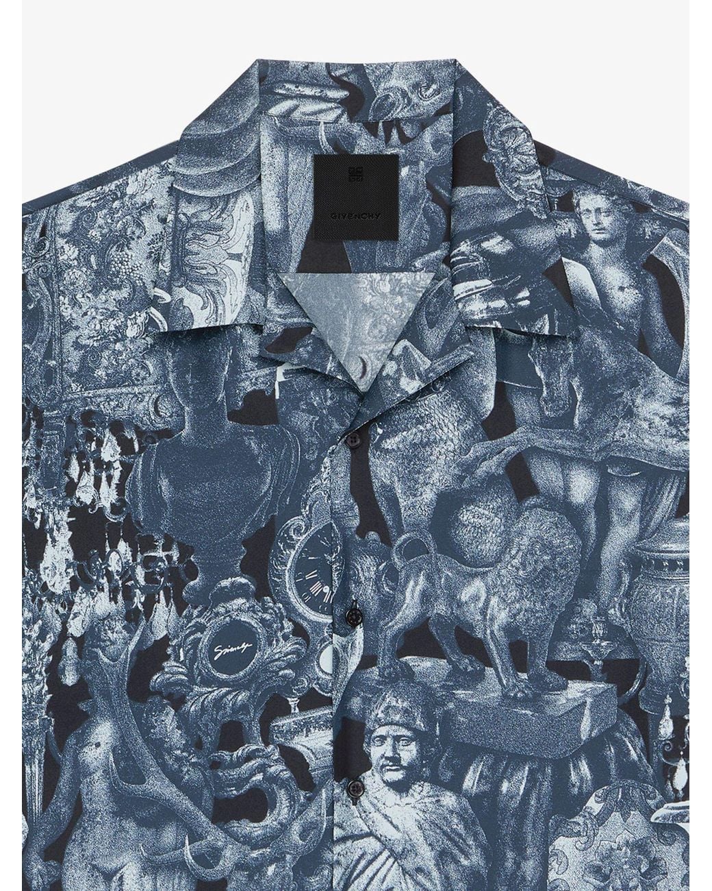 Givenchy Blue Hubert Objects Print Short-Sleeve Shirt for men