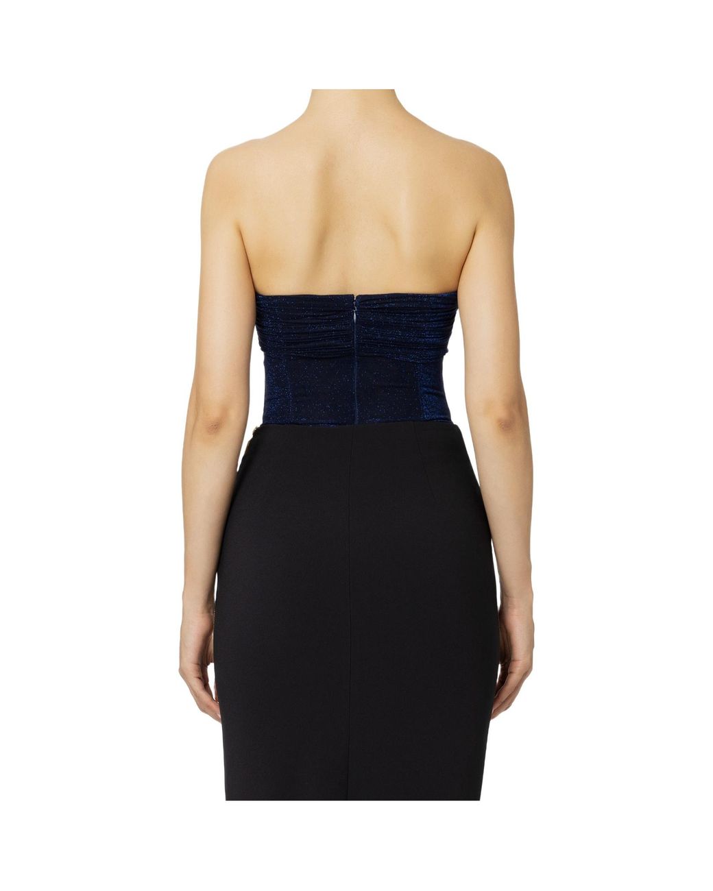 Elisabetta Franchi Black Pleated Lulex Knitted Onepiece