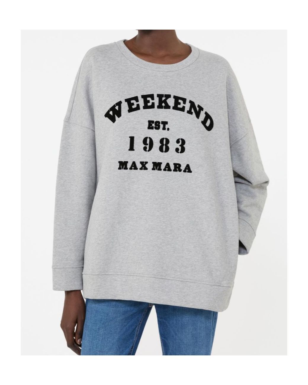 Weekend by Maxmara Gray Gommoso Logo Flocked Crewneck Sweatshirt