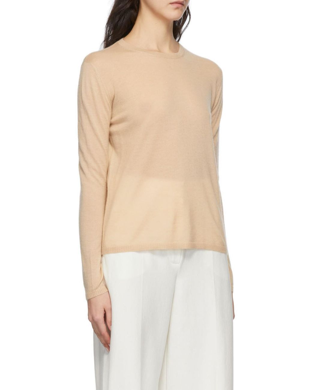Max Mara Natural Round-Neck And Long-Sleeved Sweater