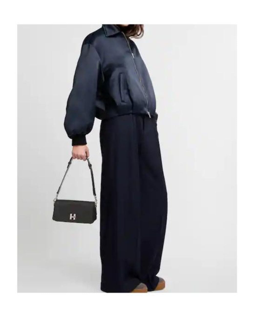 Hogan Black H-Turn Foldover Top Bag