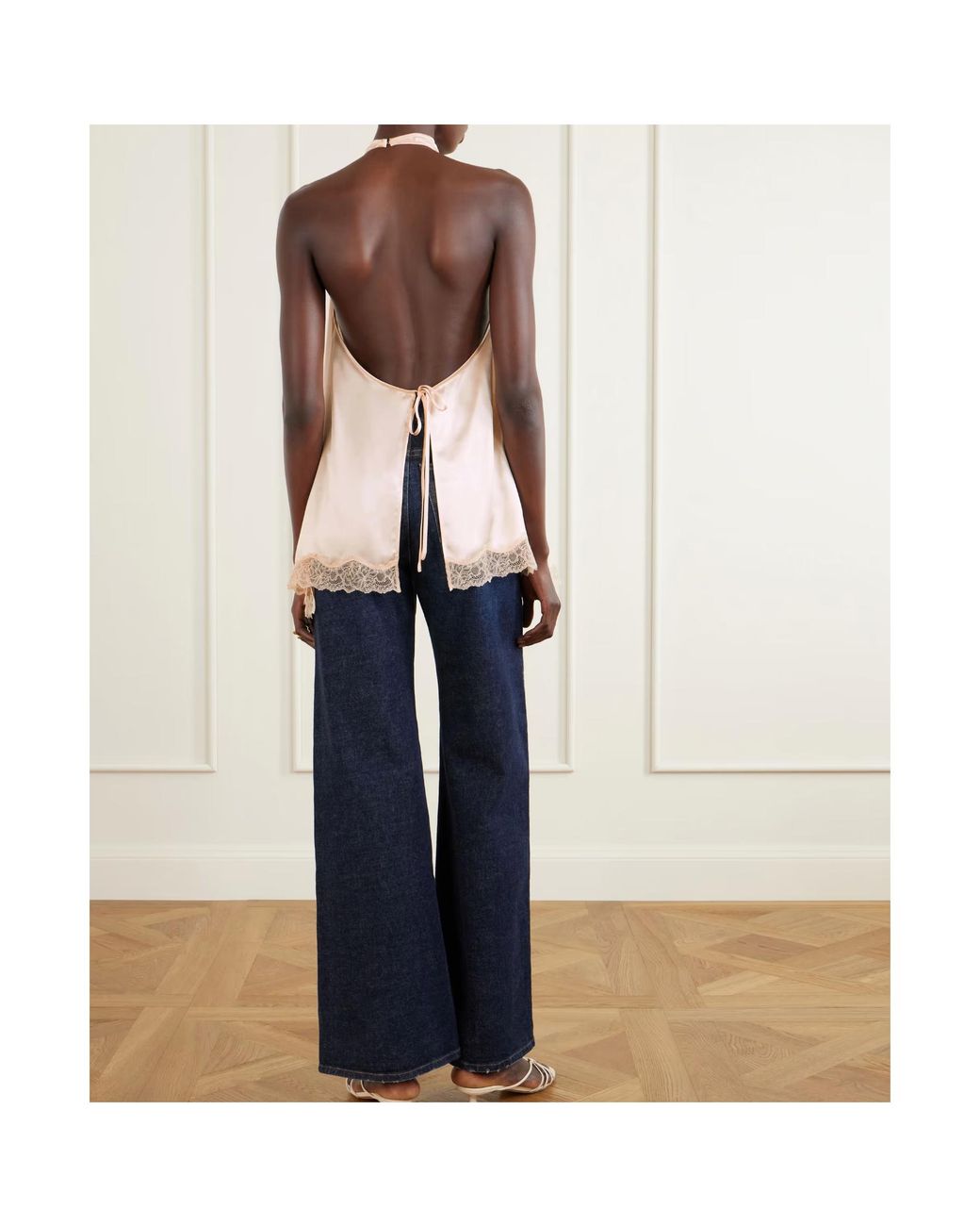 Magda Butrym Pink Lace-Trimmed Backless Top