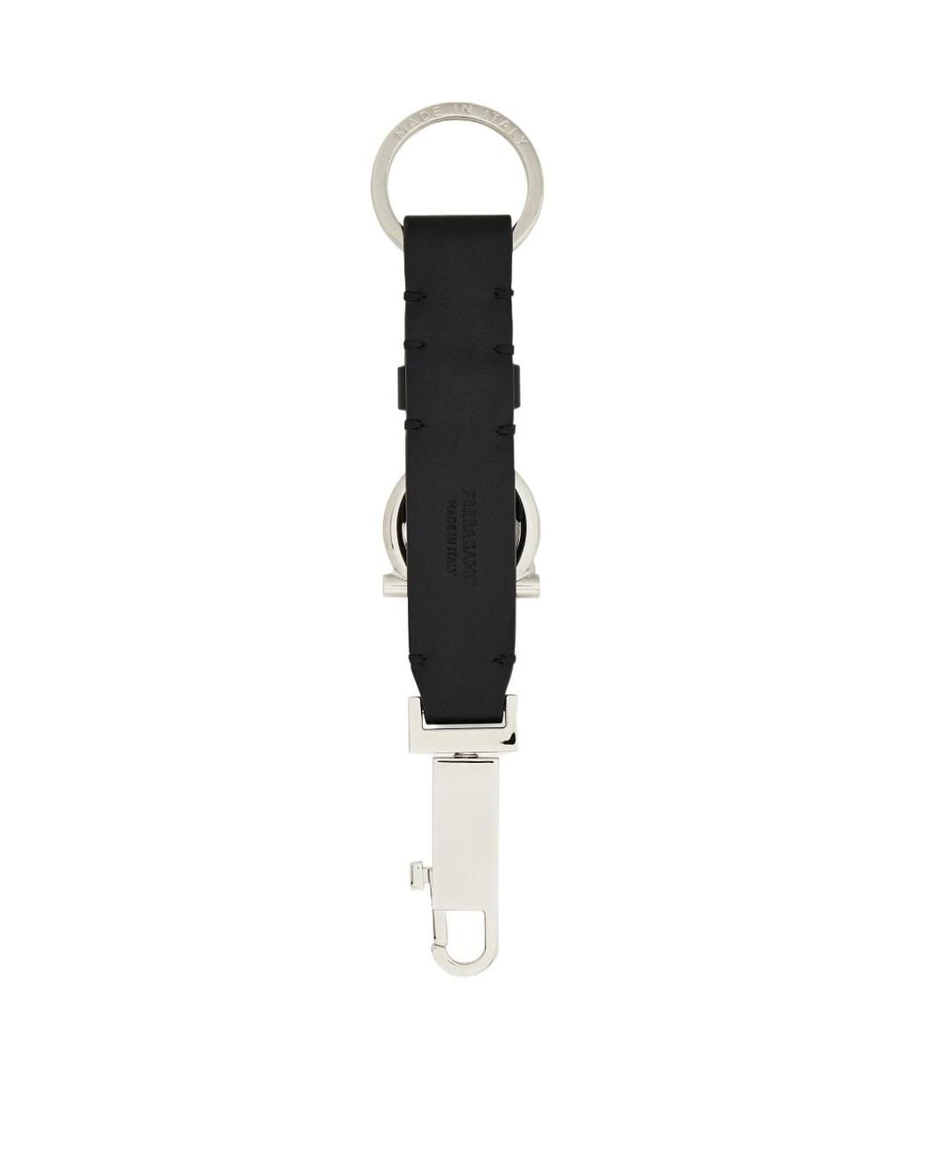 Ferragamo White Ferragamo Logo Engraved Keyring for men