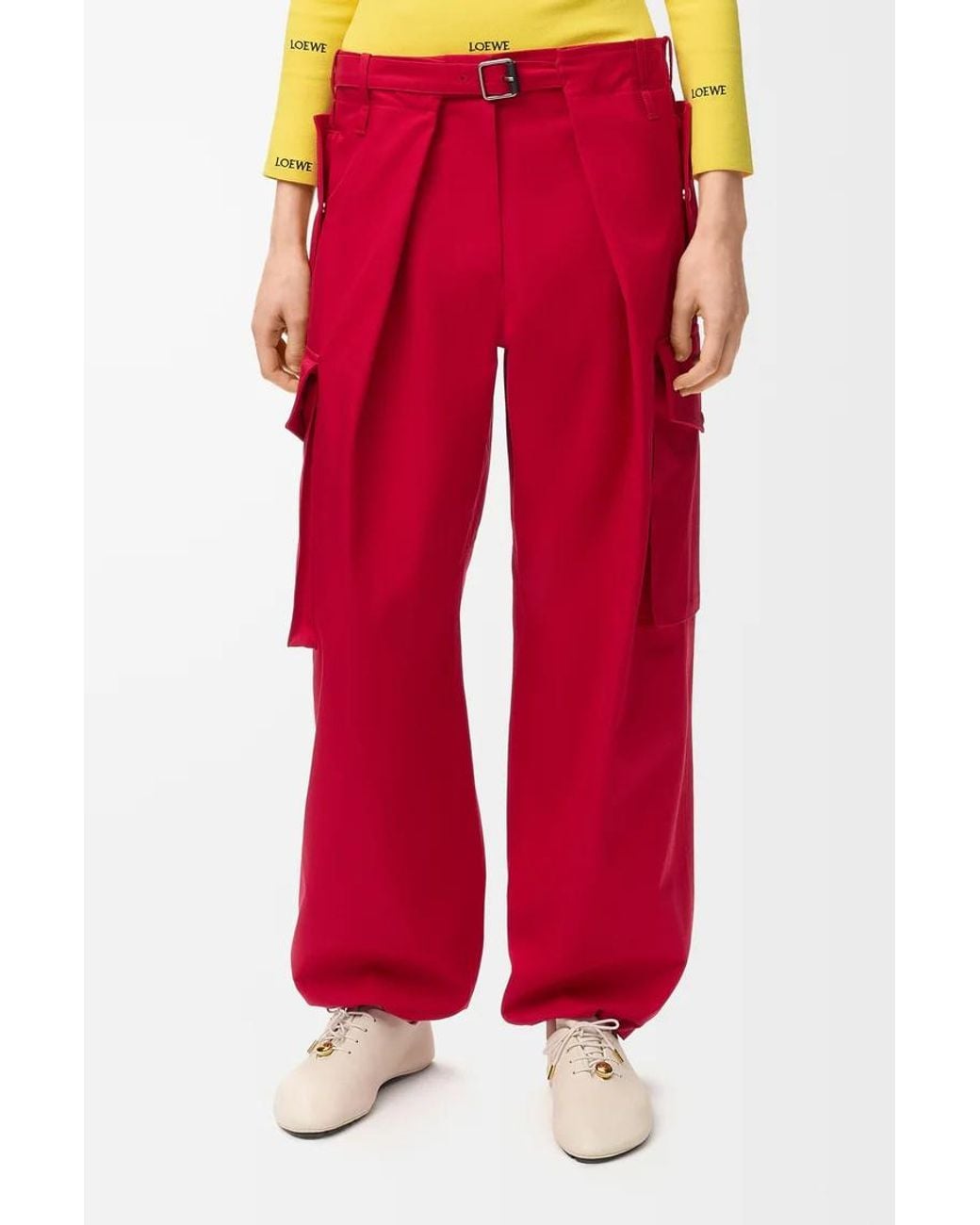 Loewe Red Belted Cargo Pants