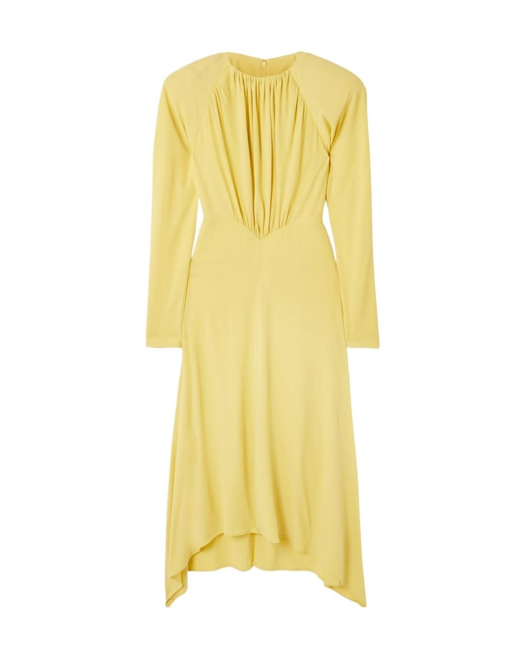 Stella McCartney Yellow Asymmetric Draped Crepe Midi Dress