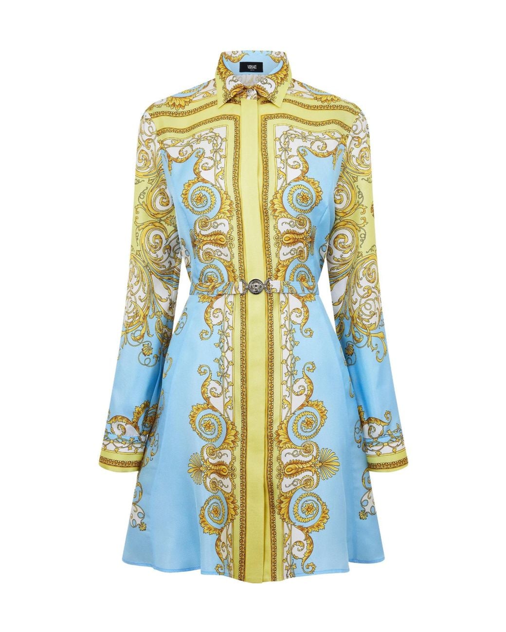 Versace Blue Print Long-Sleeve Shirt