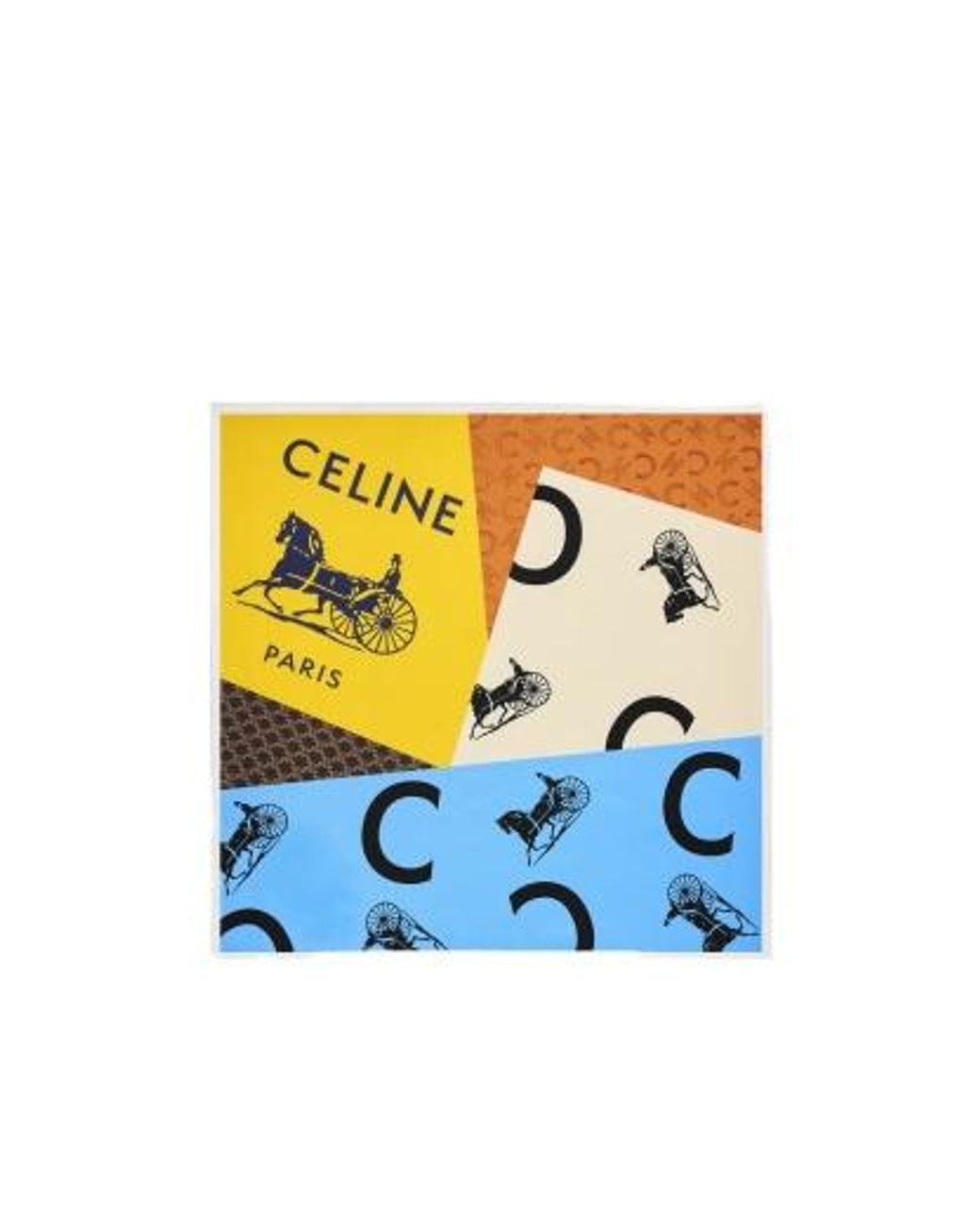 Céline White Patched C Calèche Foulard, 90