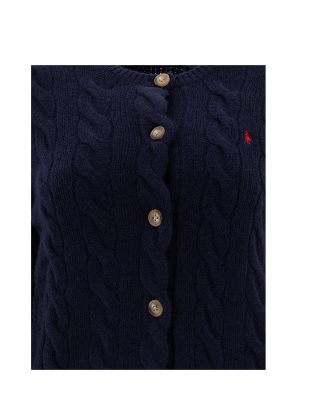 Polo Ralph Lauren Blue Pony Embroidered Cable-Knit Cardigan