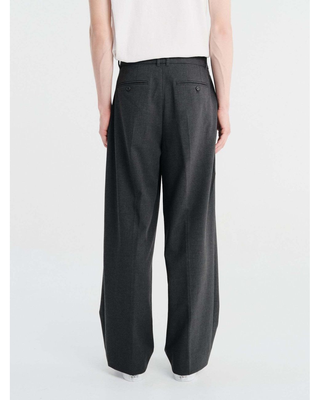 DUNST Black Double Pinch Wide-Leg Pants for men