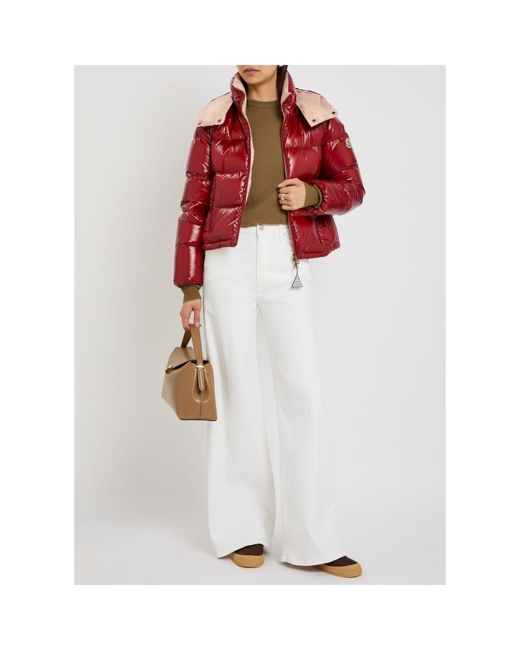 Moncler Red Hooded Short Down Jacket