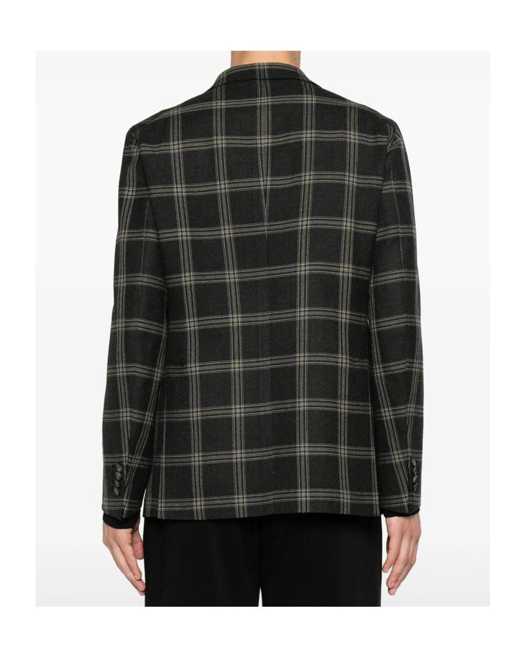 Tagliatore Gray Long-Sleeved Plaid Suit Jacket for men