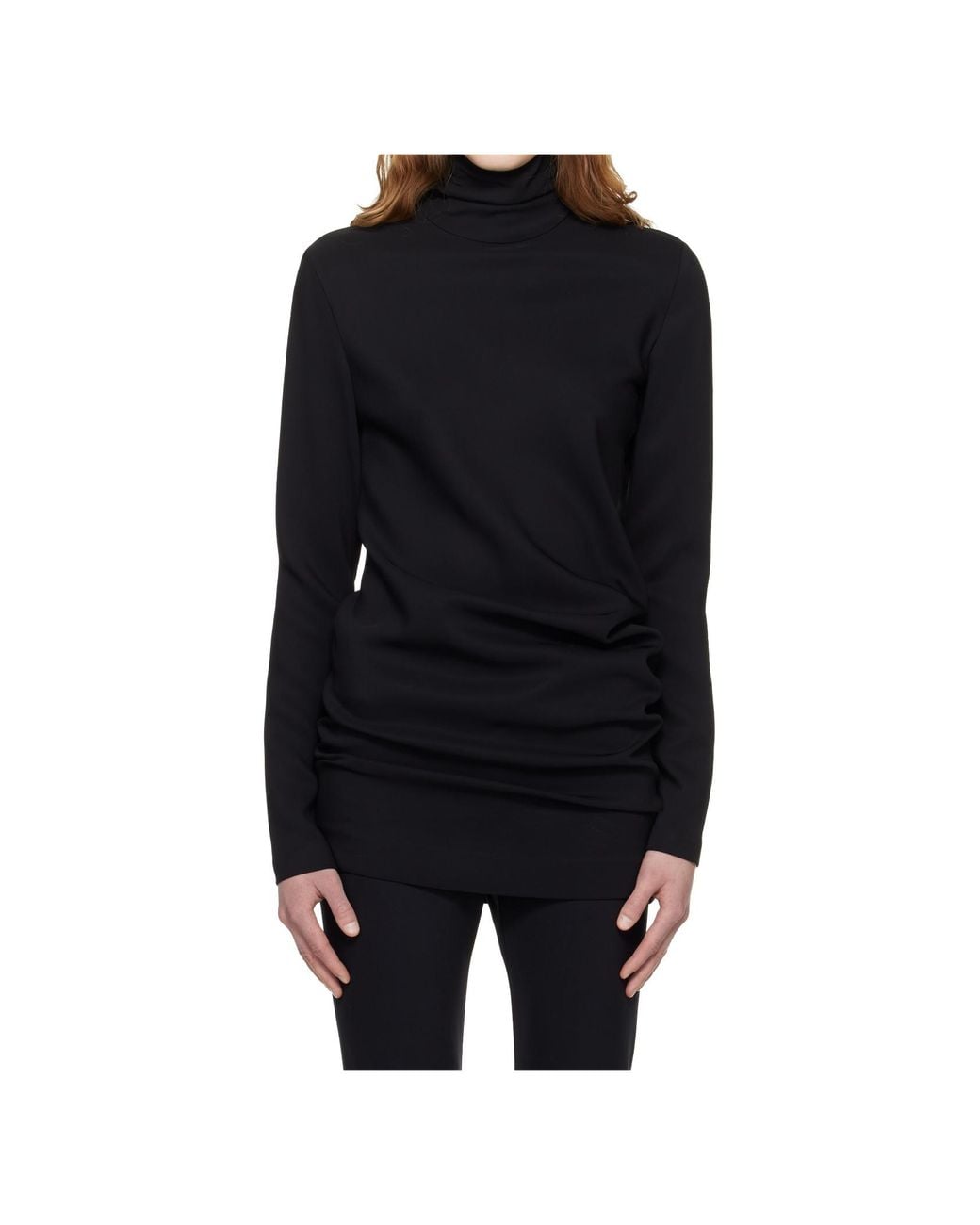 Totême Black High-Neck Twist Blouse