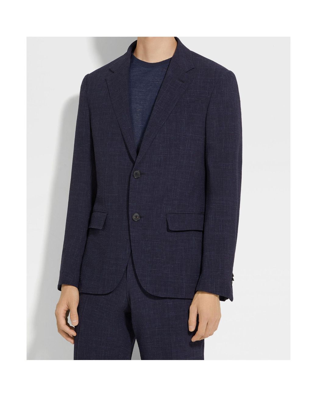 Zegna Blue Long-Sleeved Suit Jacket for men