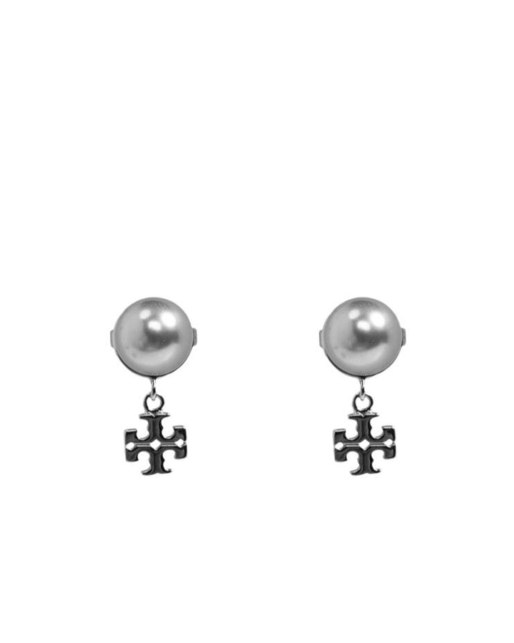 Tory Burch White Glass Bead Earrings