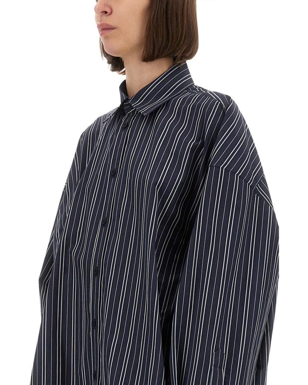Balenciaga Blue Striped Shirt Dress