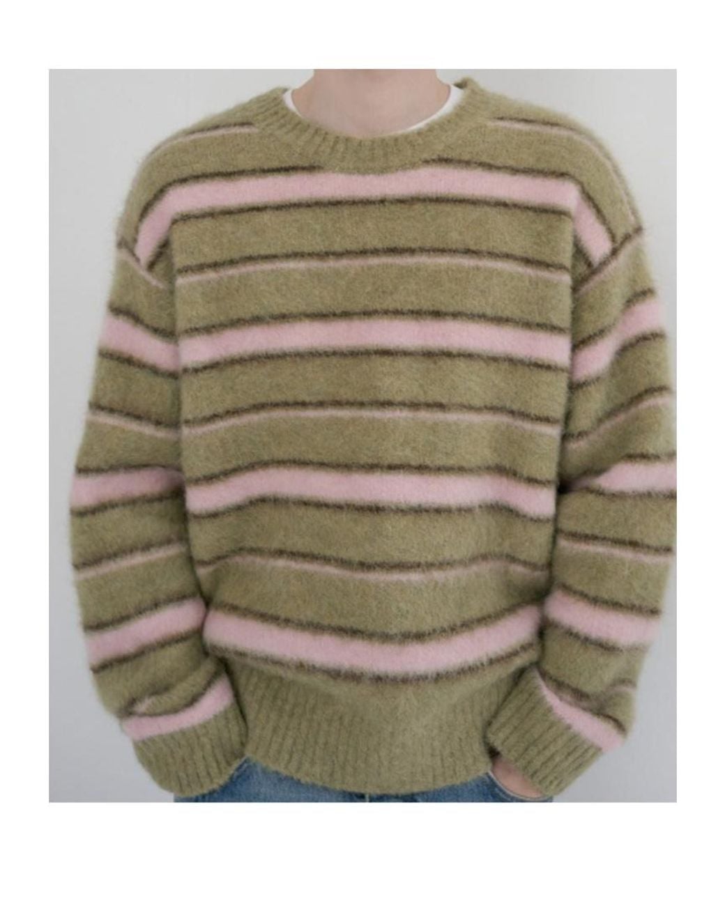 DUNST Green Striped Hairy Sweater for men
