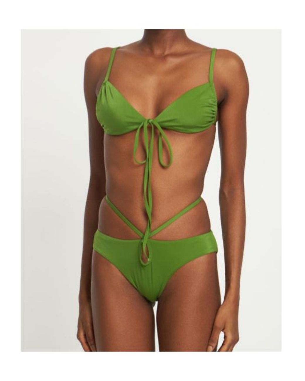 Christopher Esber Green Tie Front Back Bikini Top