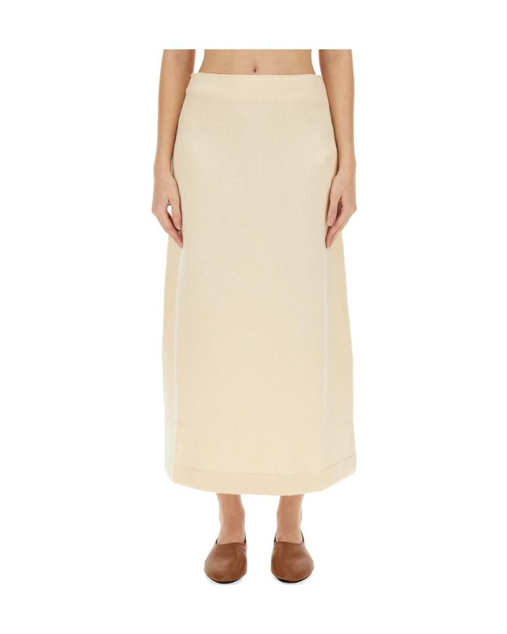 Jil Sander Natural High Low Hem Midi Skirt