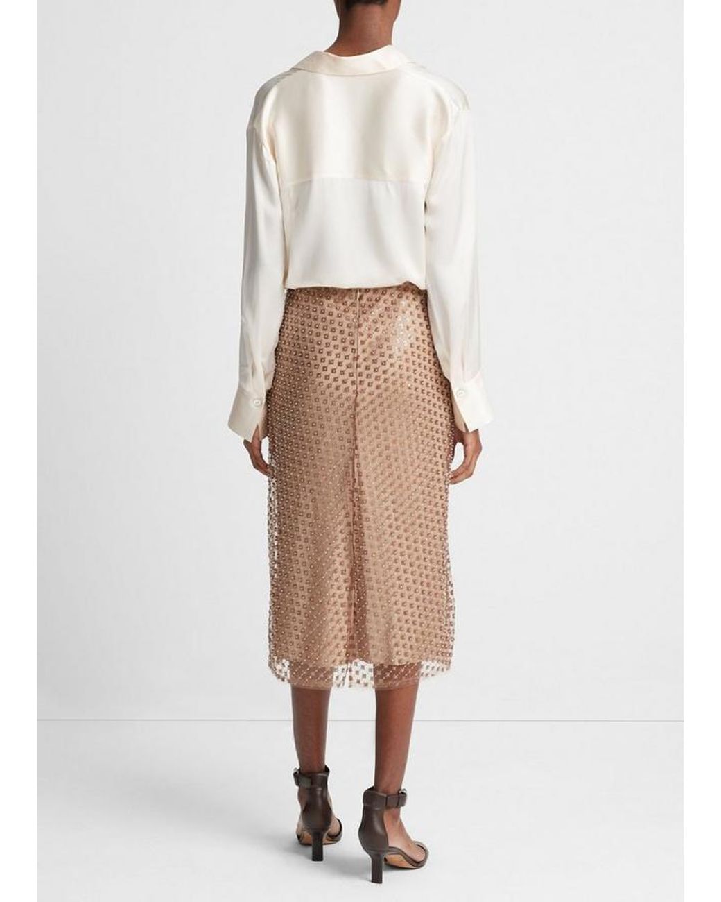 Vince Brown Beaded Sequined Skirt
