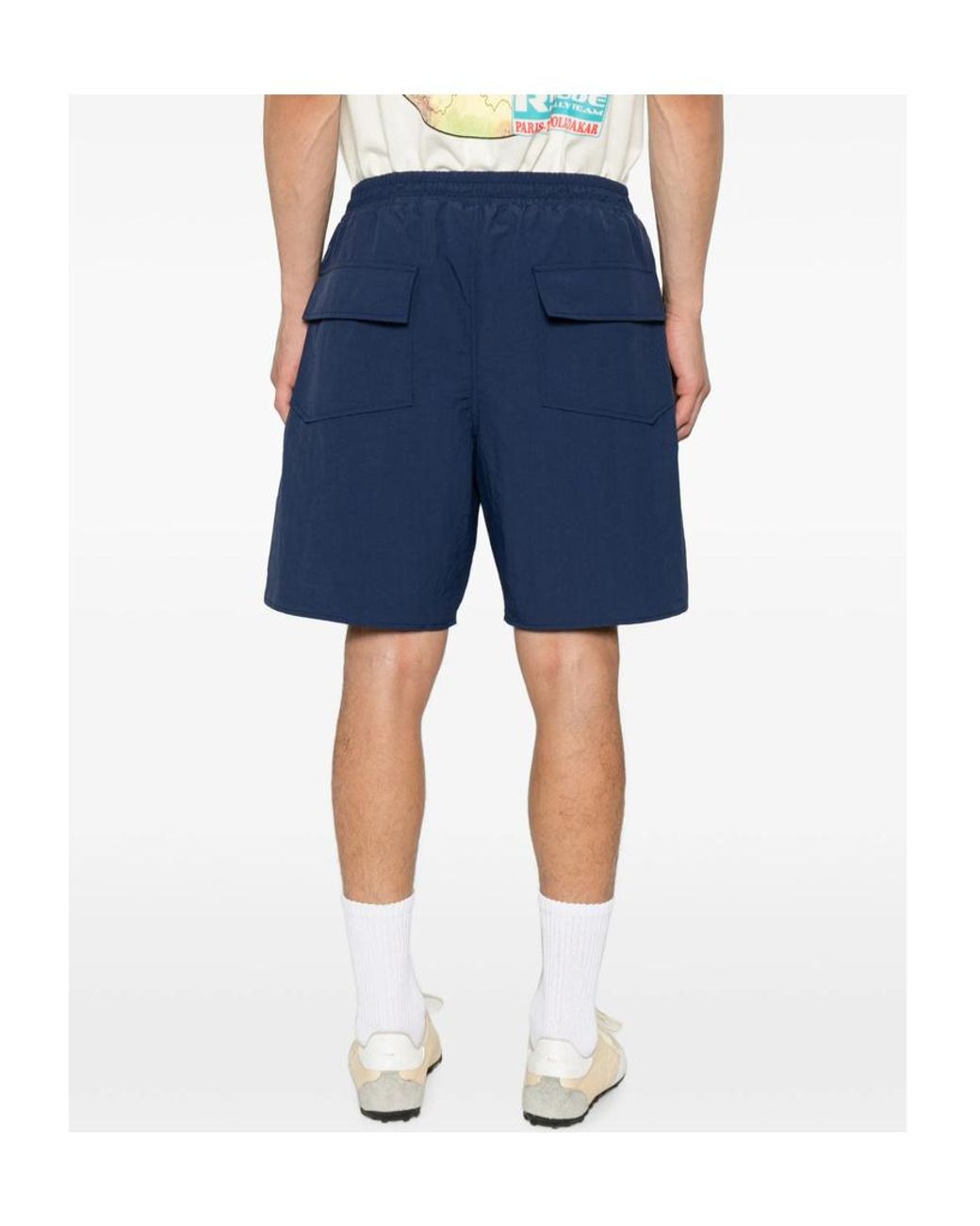Rhude Blue Logo-Print Elasticated Waistband Shorts for men