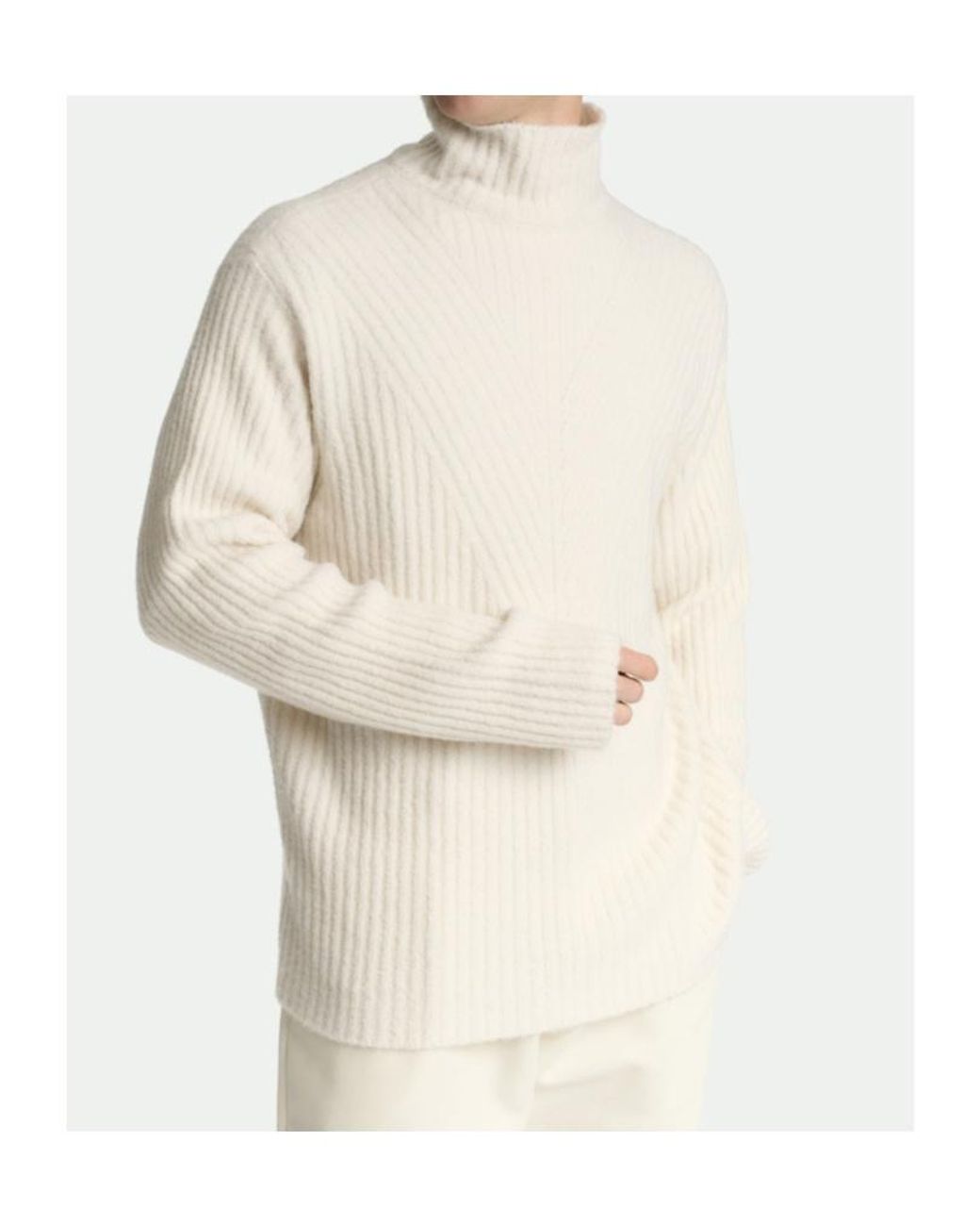Malo White Ribbed-Knit Cashmere Sweater for men