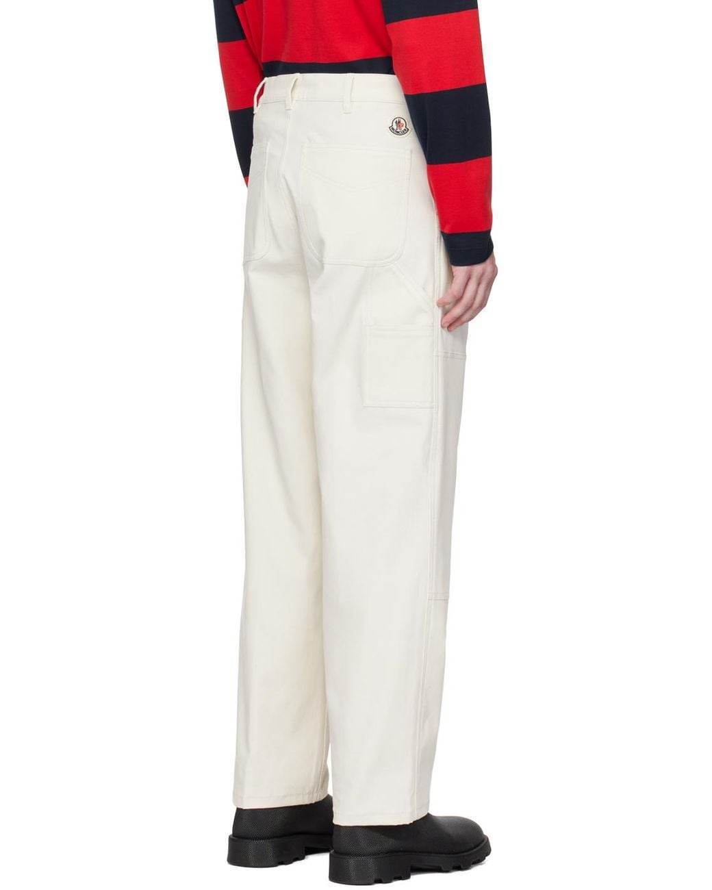 Moncler Gray Logo Patch Straight-Leg Trousers for men