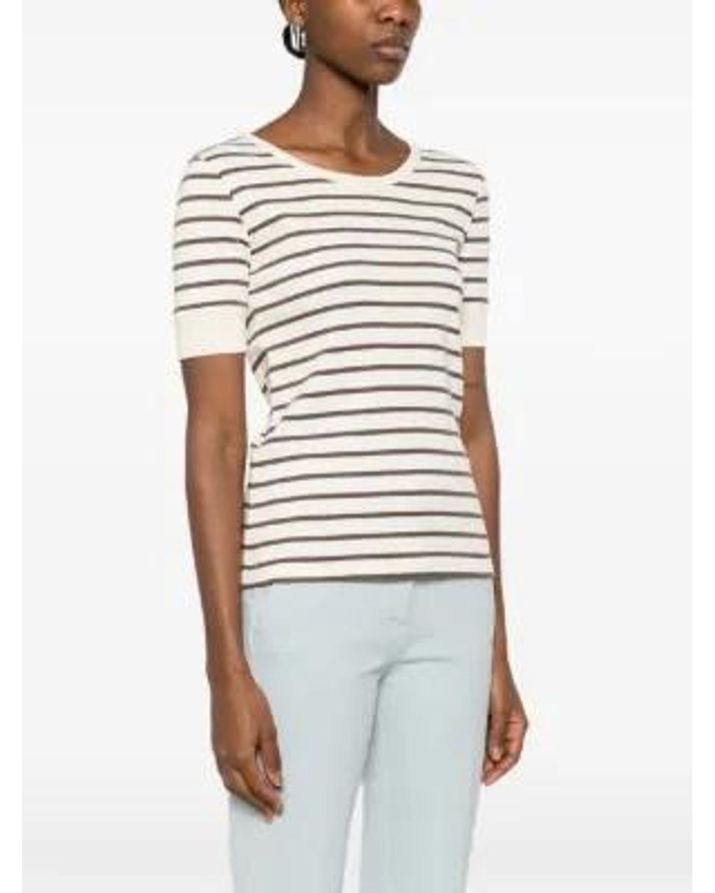 A.P.C. White Striped T-Shirt