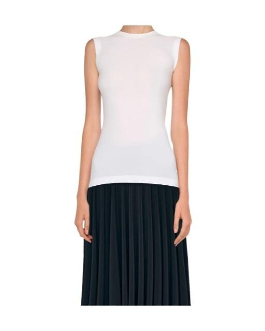 Norma Kamali White Sleeveless Round-Neck Top