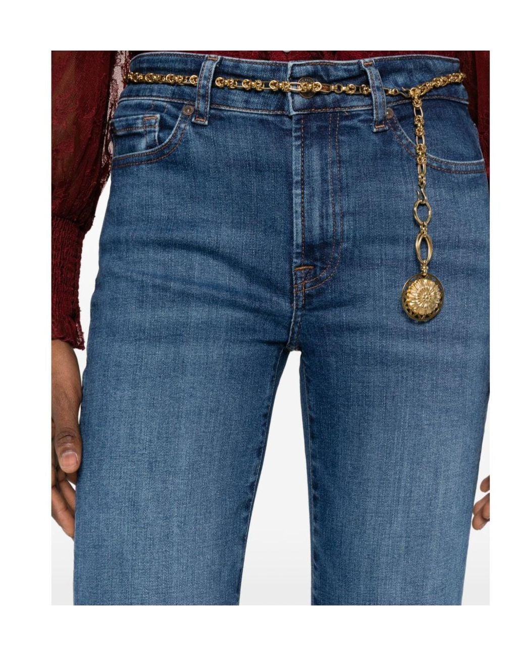 7 For All Mankind Blue Slim Illusion Bootcut Jeans