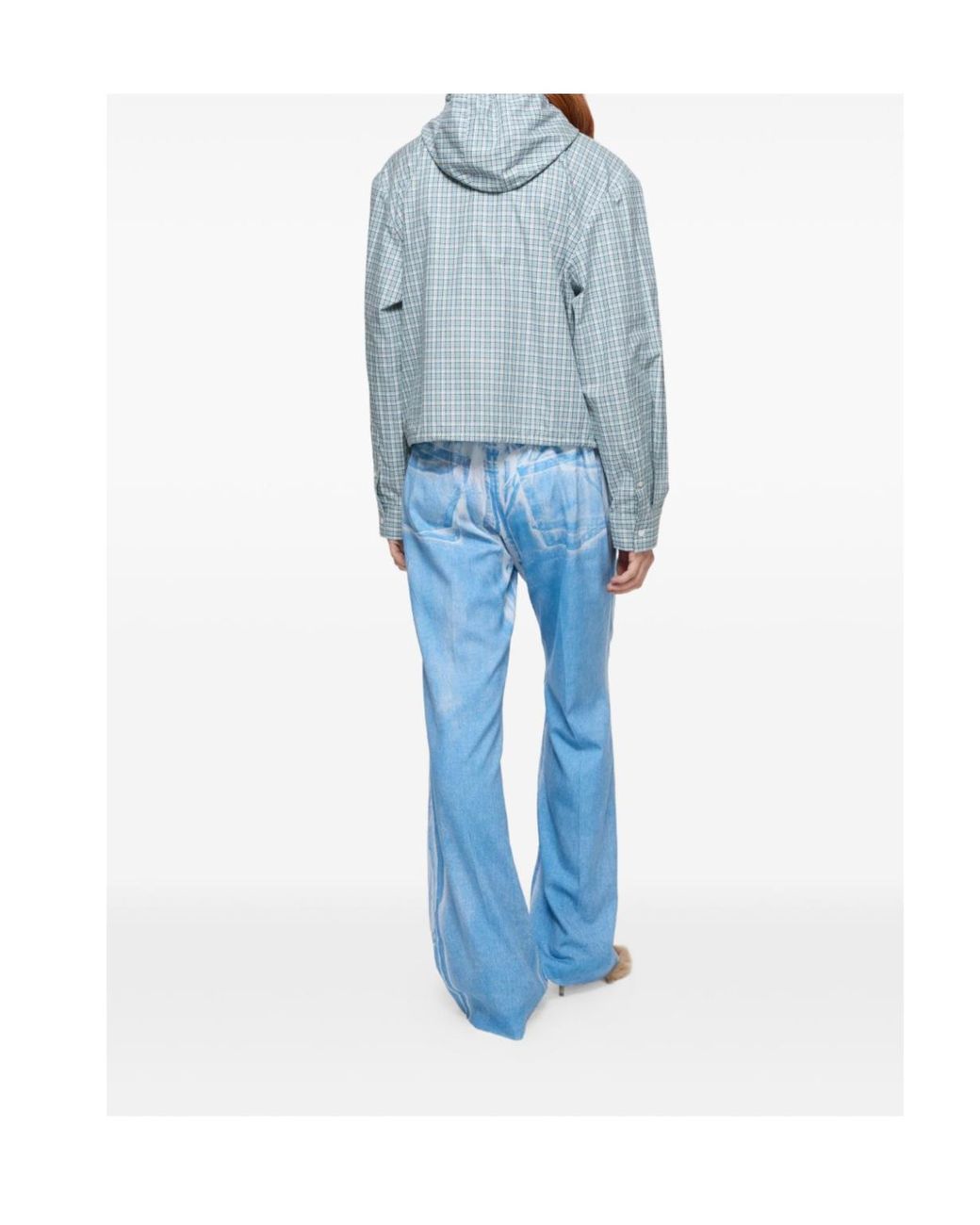Acne Blue Hooded Check Jacket