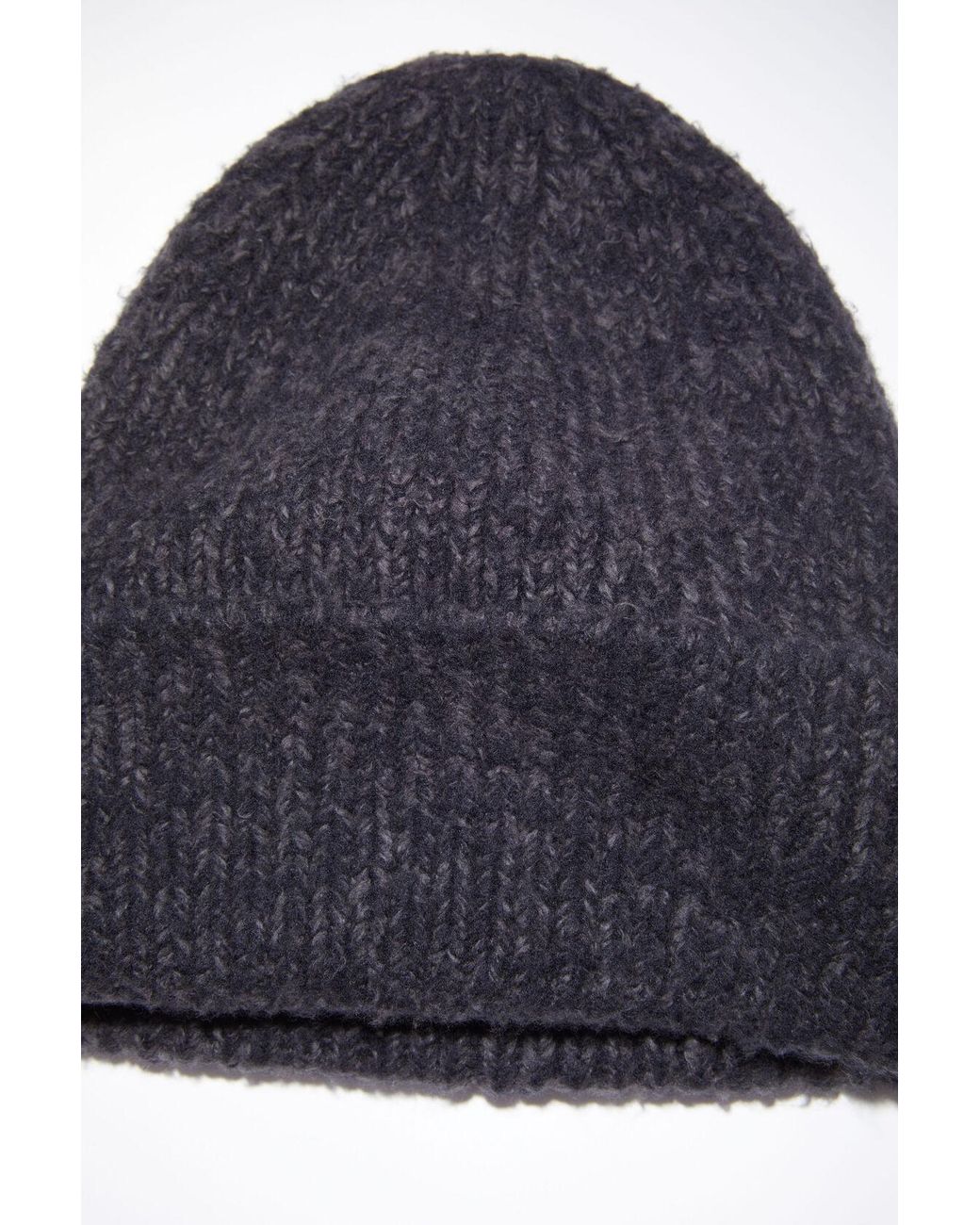 Acne Blue Ribbed Knit Beanie Hat for men