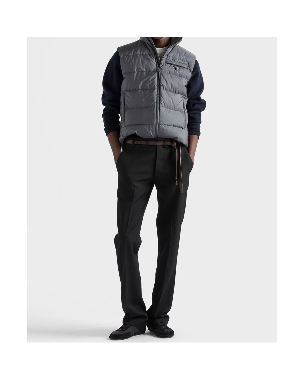 Prada Gray Re-Nylon Vest for men