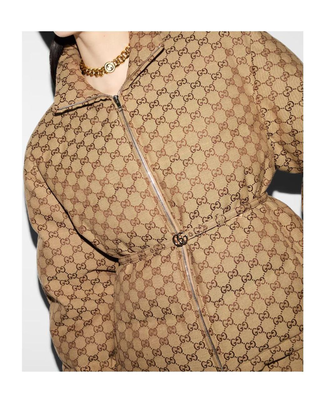 Gucci Brown Gg Zip-Up Bomber Jacket