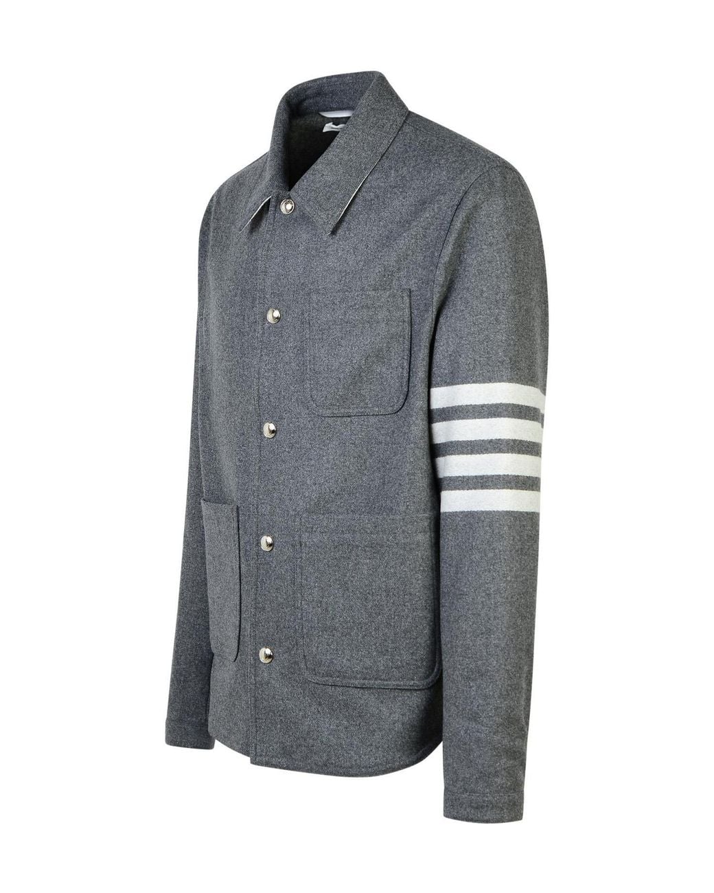 Thom Browne Gray Stripe Detailed Buttoned Jacket for men