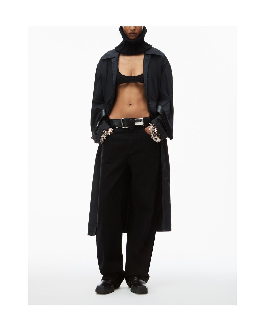 Alexander Wang Black Belted Wide-Leg Jeans