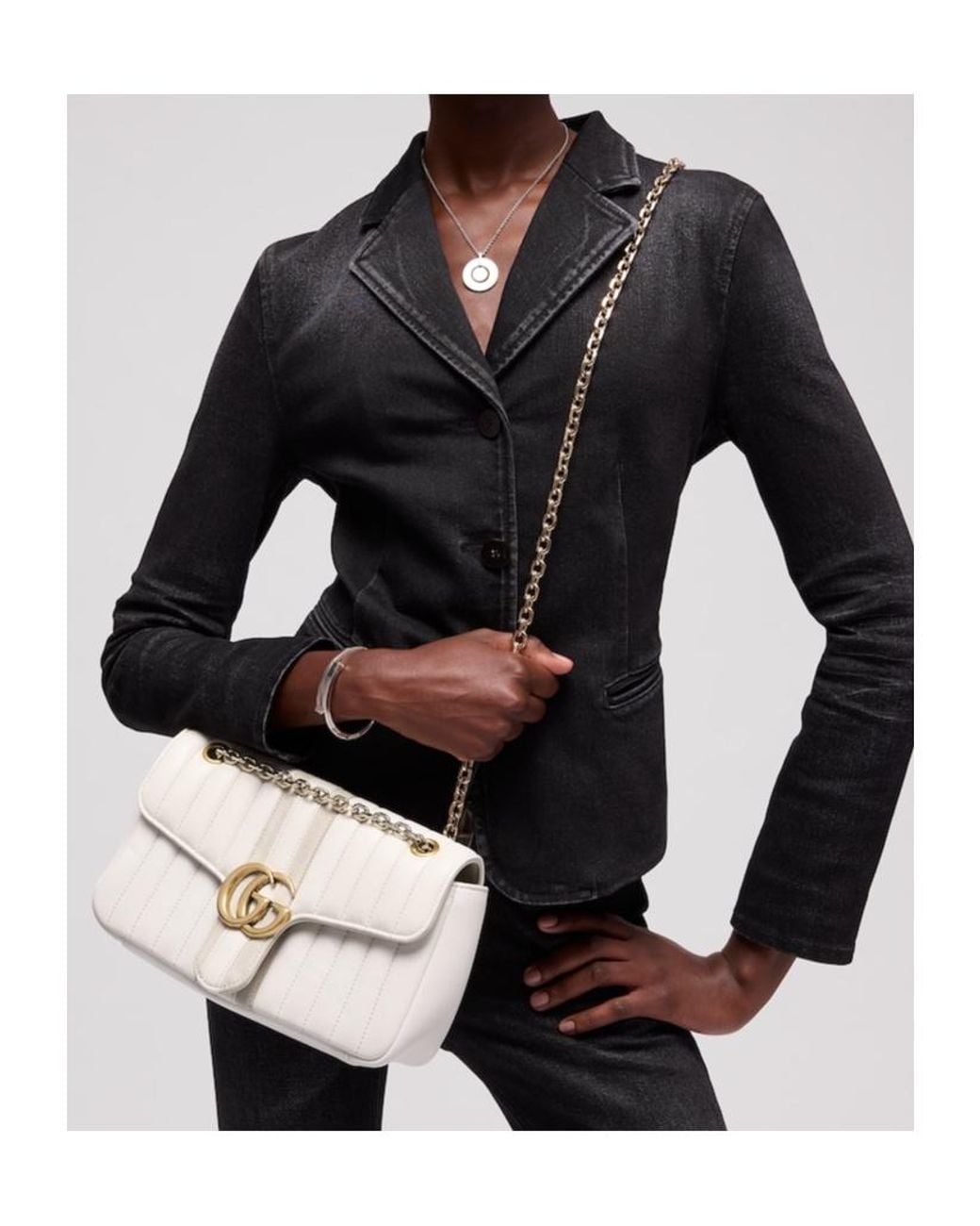 Gucci Natural Jetset Gg Marmont Medium Shoulder Bag