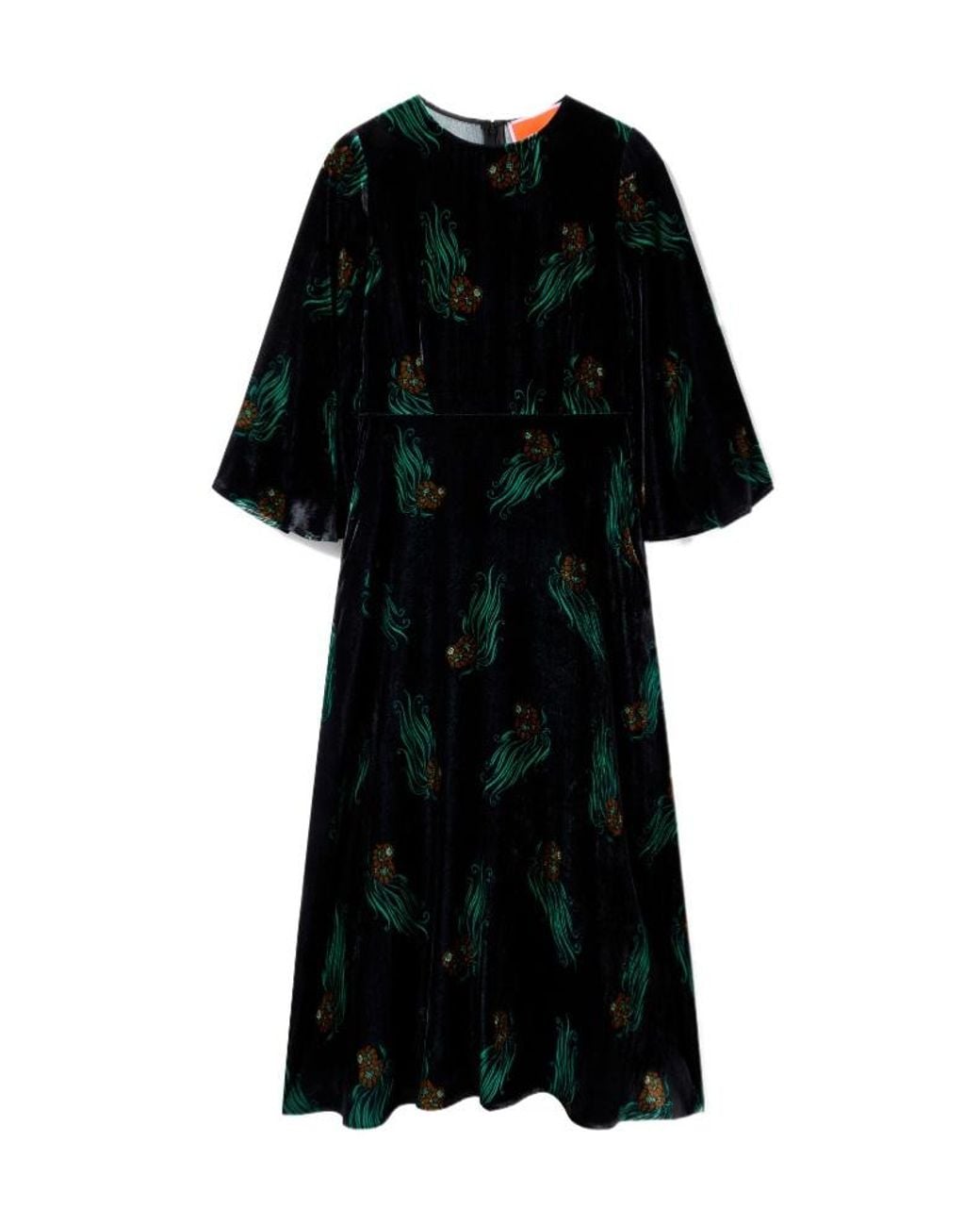 LaDoubleJ Black Sorella Printed Midi Dress