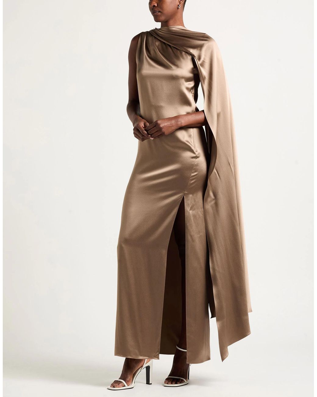 Max Mara Brown Satin Sleeveless Gown